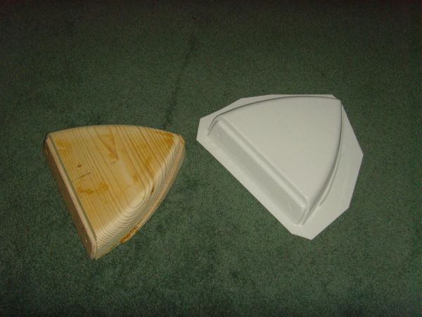 Whaleback moulding. Pattern on left, vacuum moulding on right